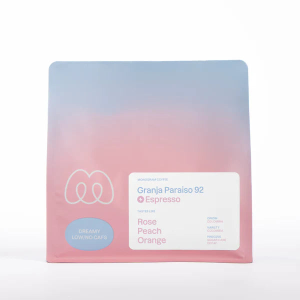 Gradient pink to blue packaging with brand logo and product details on a white background
